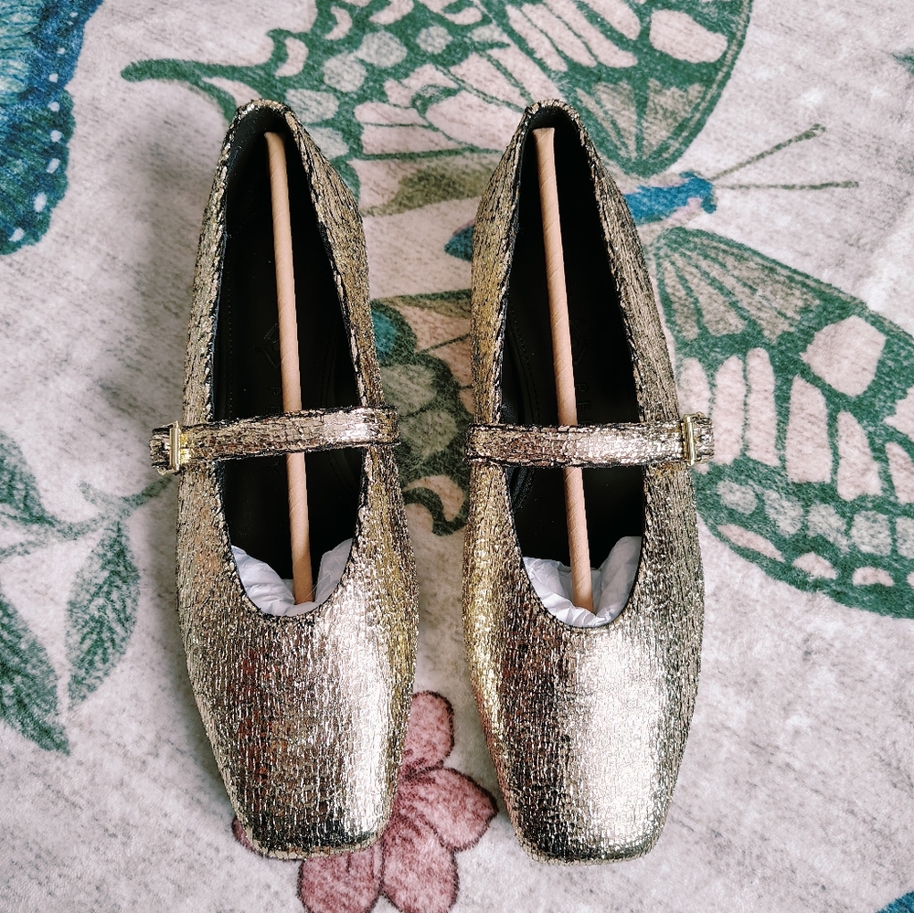 Katy Perry Evie Mary Jane Metallic Gold Flats